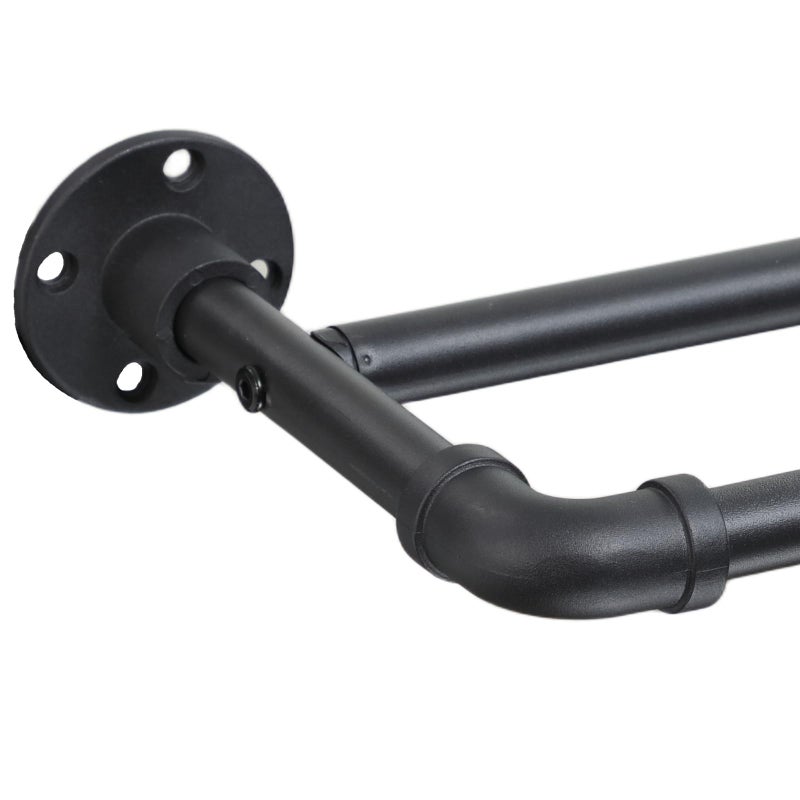 TwinkleTool Industrial Double Curtain Rods for Windows 31 to 52 Inch, Adjustable Telescoping 1 Inch Black Double Curtain Rod Set Heavy Duty Blackout Wrap Around Curtain Rods for Living room, Sliding Glass Door - Image 1