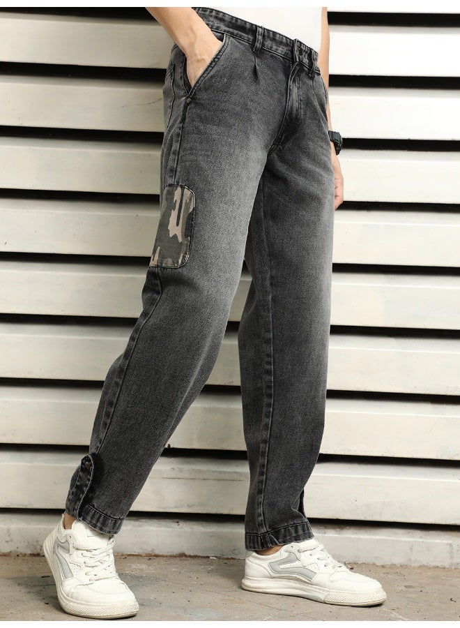 HIGH STAR Men's Black Relaxed Tapered Jeans - Casual Comfort and Style  - Image 1