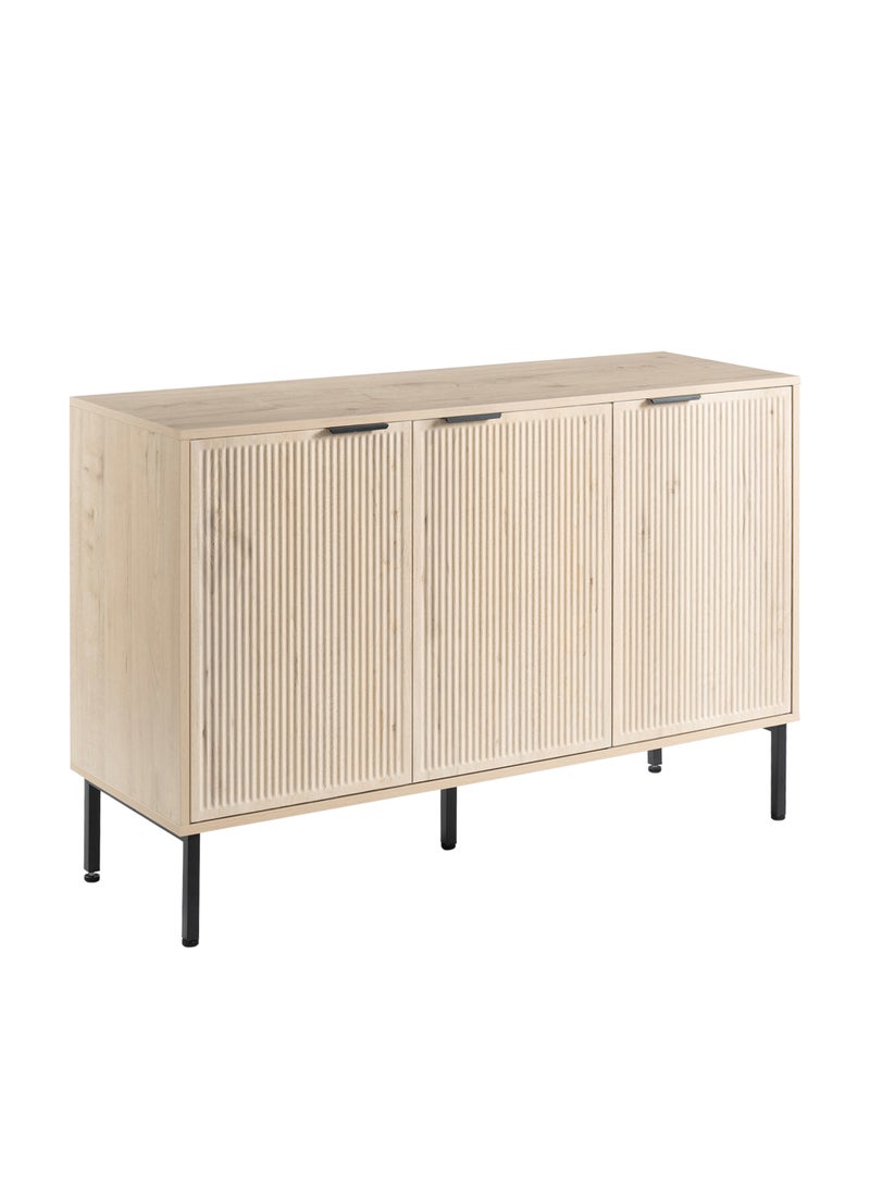 DOOHWAN 45.98" Wide Buffet Cabinet with 3 Doors & Shelves – Large Farmhouse Sideboard for Dining Room, Office Coffee Bar, Entryway, or Living Room – Fluted Accent TV Console, Hallway Storage Cabinet - Image 1