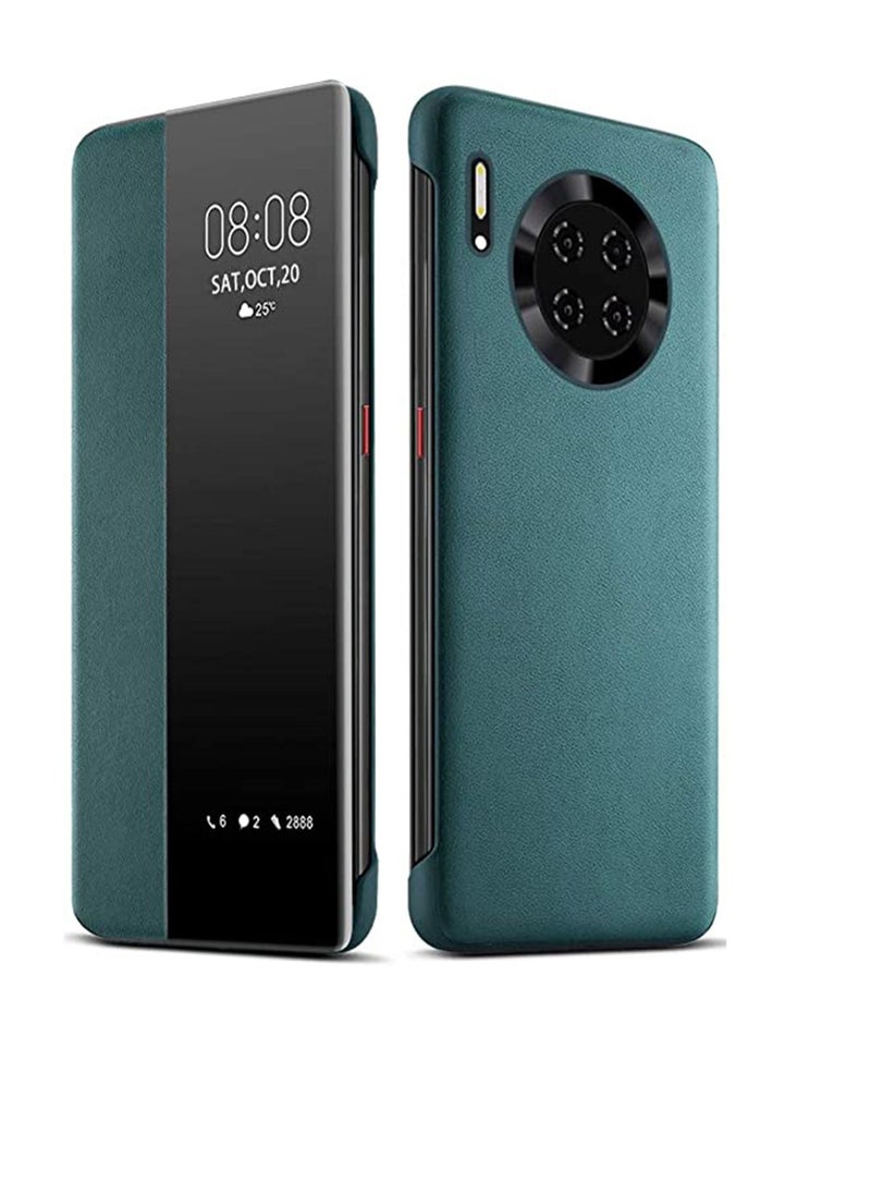 SYOSI Green, for Huawei Mate 30 Pro Case, TPU Cushion Bumper, Shockproof Transparent Case Cover, for Smart View Window Flip Cover Case PU Leather Protective Case for Huawei Mate 30 Pro  - Image 1