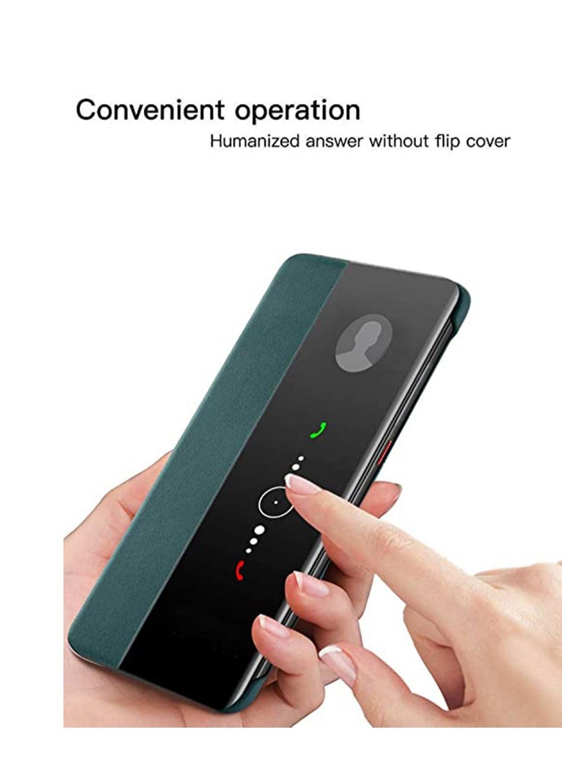 SYOSI Green, for Huawei Mate 30 Pro Case, TPU Cushion Bumper, Shockproof Transparent Case Cover, for Smart View Window Flip Cover Case PU Leather Protective Case for Huawei Mate 30 Pro  - Image 3