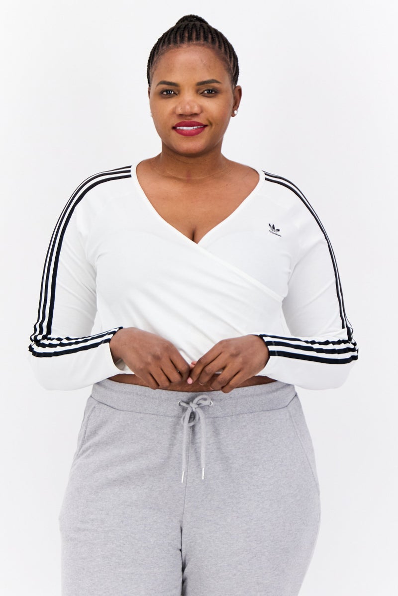 adidas Originals Women Plus Size Long Sleeve Outdoor Top, White  - Image 1
