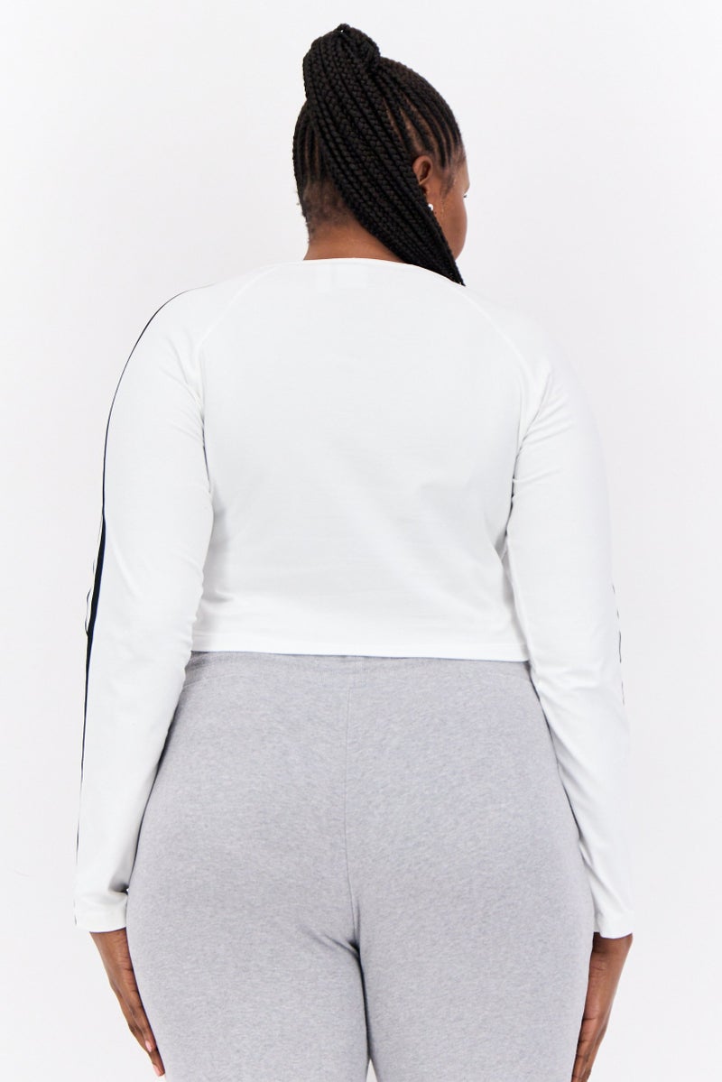 adidas Originals Women Plus Size Long Sleeve Outdoor Top, White  - Image 3