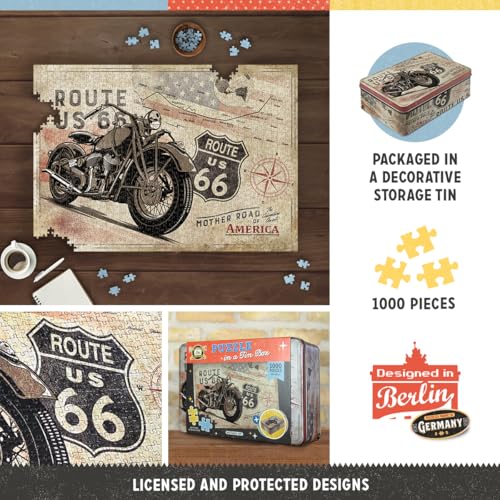 Nostalgic Art NostalgicArt Retro Puzzle 1000 Pieces 189 x 268 Route 66 Bike Map Gift idea for Route 66 Fans for Adults Packed in a tin Box - Image 5