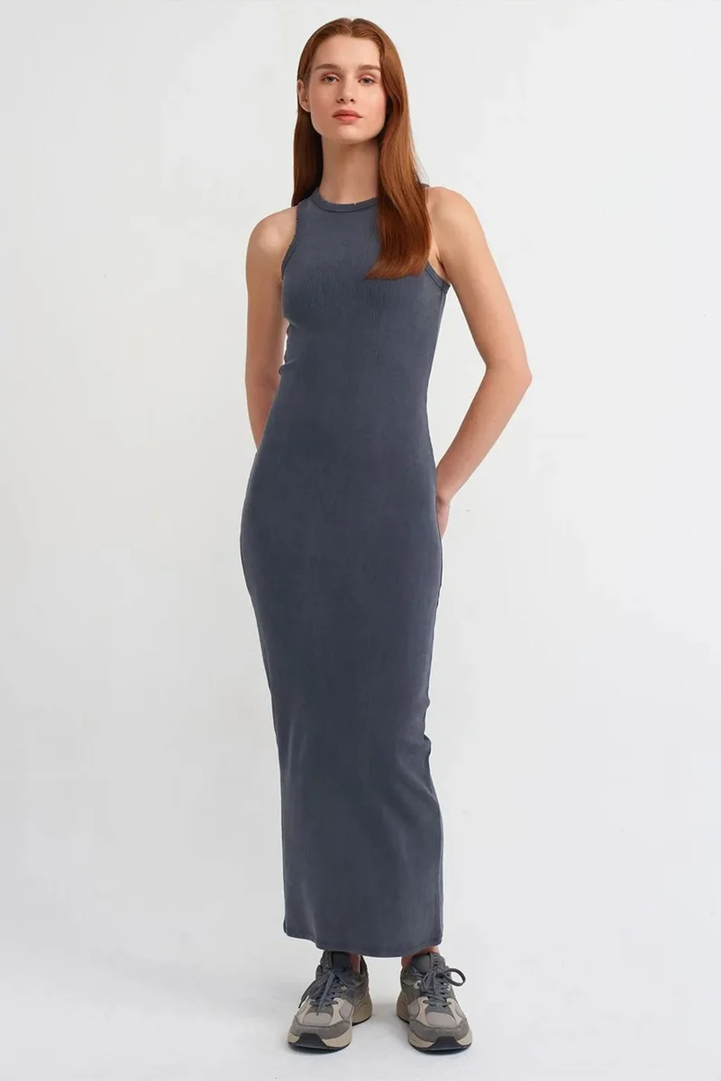 DILVIN Ribbed Bodycon Maxi Dress