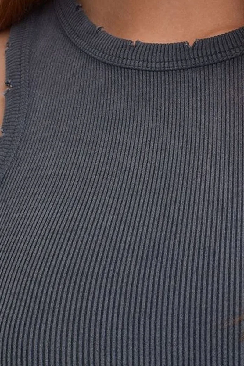 Dilvin Charcoal Grey DILVIN Ribbed Bodycon Maxi Dress for Women | Best Price UAE