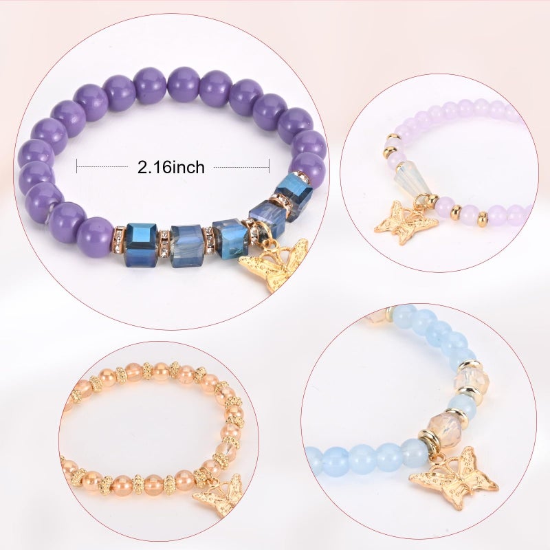 VONRU Bohemian Bracelet Sets for Women - 6 Sets Stackable Stretch Bracelets Multi-color Boho Jewelry for Women Hippie Bracelets Dainty Jewelry (Multicolor bead bracelets) - Image 3