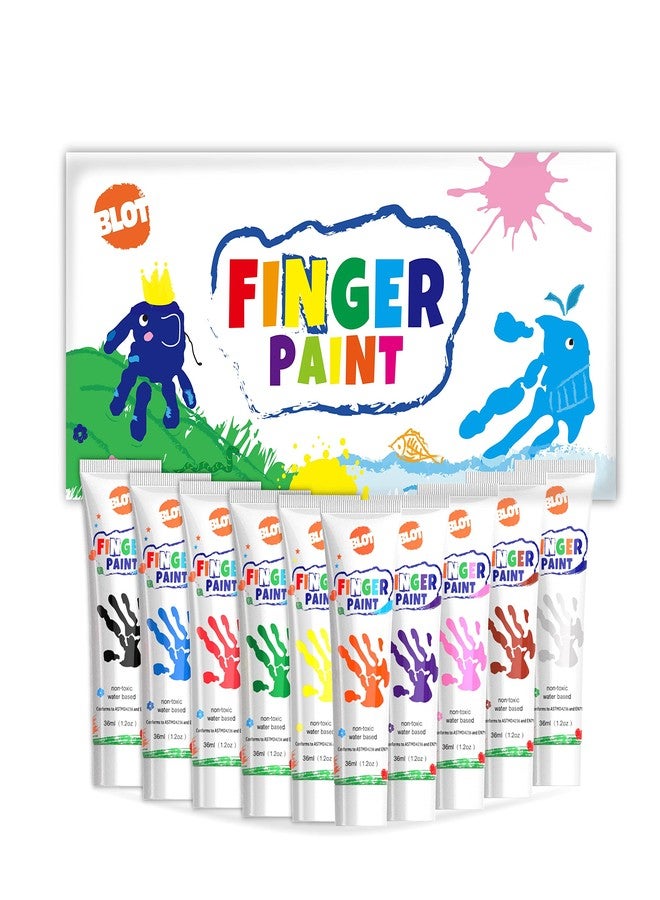BLOT Kids Washable Finger Paint for Toddlers Art Supplies Gift for Baby Hand Painting DIY Crafts, Non Toxic, 10 Colors, 36ml/Tube - Image 1