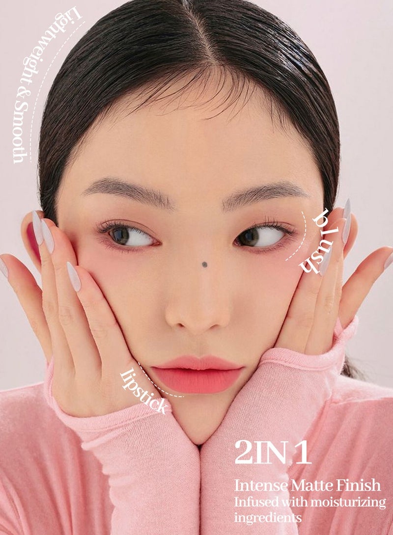 أوليبولا علبة بودنغ ضبابية للشفاه والخدود مع فرشاة شفاه من السيليكون، كريم مخملي غير لامع متعدد الأغراض للحصول على لون قابل للبناء، تركيبة خفيفة الوزن للحصول على مظهر يدوم طويلاً وإخفاء خطوط الشفاه - Image 4