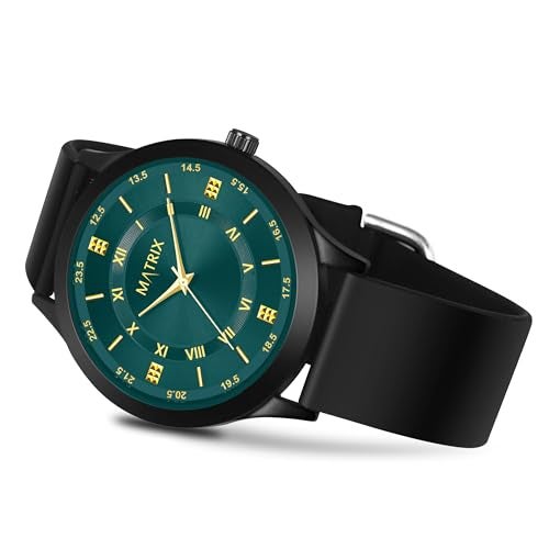 Matrix Dope Black/Green Dial with Softest Silicone Strap Analog Watch for Men's & Boys (Teal Green) - Image 2