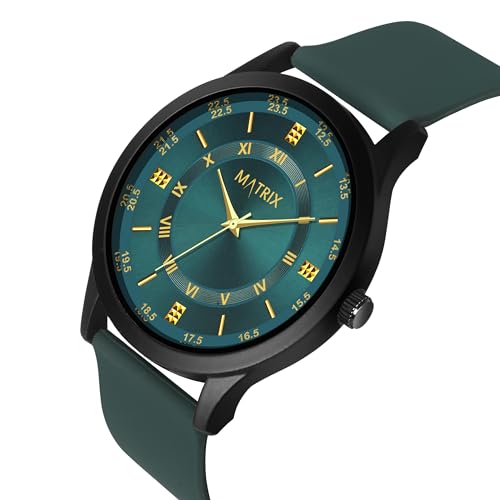 Matrix Dope Black/Green Dial with Softest Silicone Strap Analog Watch for Men's & Boys (Teal Green) - Image 3