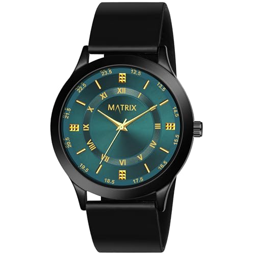 Matrix Dope Black/Green Dial with Softest Silicone Strap Analog Watch for Men's & Boys (Teal Green) - Image 1