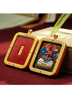 Generic New Intangible Heritage Thangka Red Sand Painted Square Brand Wipe Handmade Brass Antique Thangka Box Pendant Necklace Gawu Box Buddha Bodhisattva 