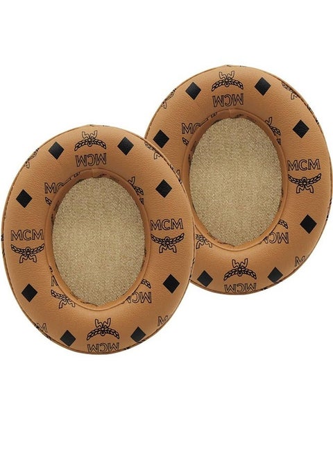 1-Piece Replacement Ear Pads for Beats Studio 2 & Studio 3, Retro Pattern Ear Cushions with Soft Protein Leather Ear Cushions, Noise Isolation Memory Foam and 3M Back Adhesive (Brown)