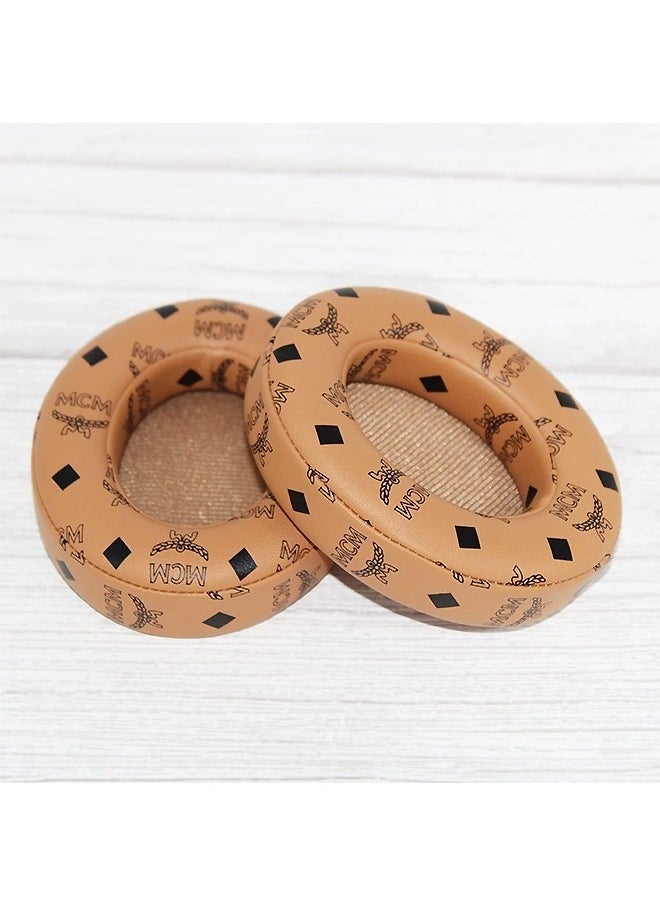 1-Piece Replacement Ear Pads for Beats Studio 2 & Studio 3, Retro Pattern Ear Cushions with Soft Protein Leather Ear Cushions, Noise Isolation Memory Foam and 3M Back Adhesive (Brown)