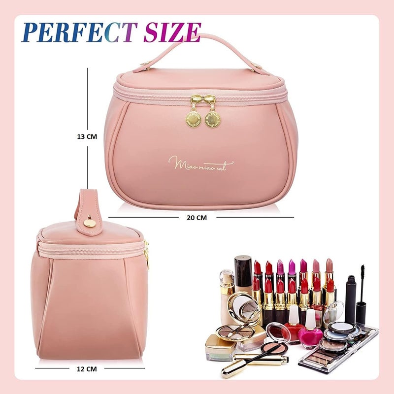 SHRBI Makeup BagLarge Capacity Travel Cosmetic BagWaterproof Leather Make up Bag Portable Toiletry Bag for Women and GirlsMultifunctional Storage Makeup Bag - Image 2