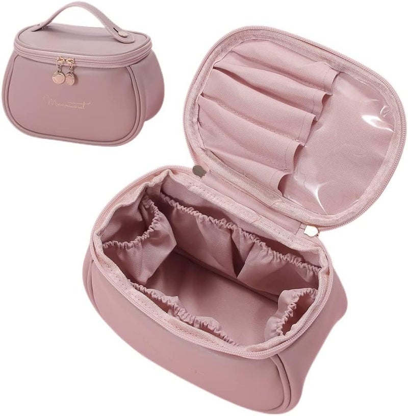 SHRBI Makeup BagLarge Capacity Travel Cosmetic BagWaterproof Leather Make up Bag Portable Toiletry Bag for Women and GirlsMultifunctional Storage Makeup Bag - Image 4