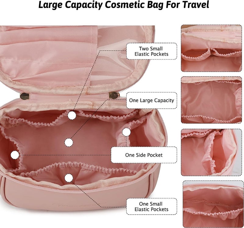 SHRBI Makeup BagLarge Capacity Travel Cosmetic BagWaterproof Leather Make up Bag Portable Toiletry Bag for Women and GirlsMultifunctional Storage Makeup Bag - Image 5