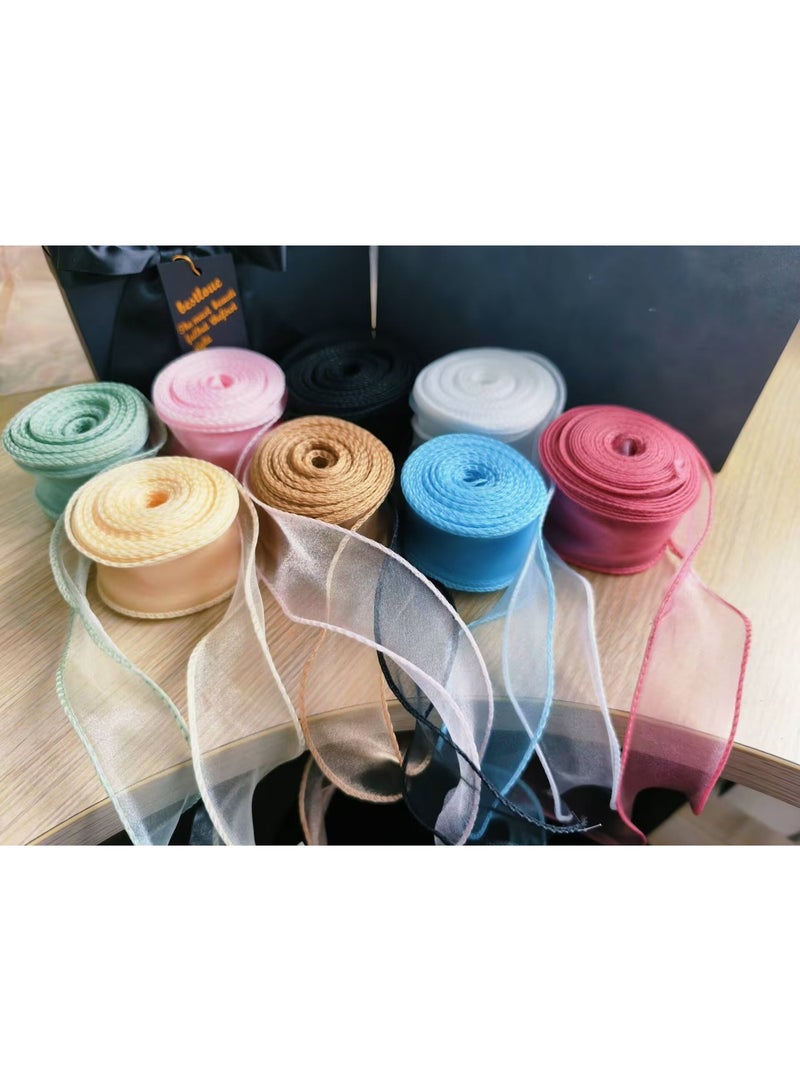 NIBEMINENT 8pcs, 1.57 inch x 10 yards (Total 80 yards) Fishtail Ribbon Flower Packaging Ribbon Bow Wavy Yarn Floral Yarn Ribbon, Ribbons for Bouquets, Craft Supplies, Fabric, Handmade Wedding Bouquets Material, Gift Packaging Materials, Cake Decor Ribbon, Wedding Decor, Party Decor, Gift Decor - Image 3