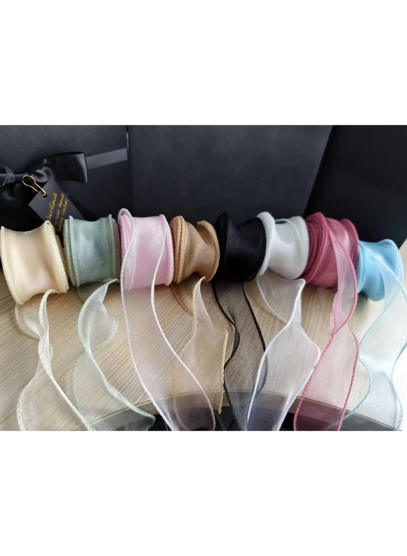 NIBEMINENT 8pcs, 1.57 inch x 10 yards (Total 80 yards) Fishtail Ribbon Flower Packaging Ribbon Bow Wavy Yarn Floral Yarn Ribbon, Ribbons for Bouquets, Craft Supplies, Fabric, Handmade Wedding Bouquets Material, Gift Packaging Materials, Cake Decor Ribbon, Wedding Decor, Party Decor, Gift Decor - Image 2