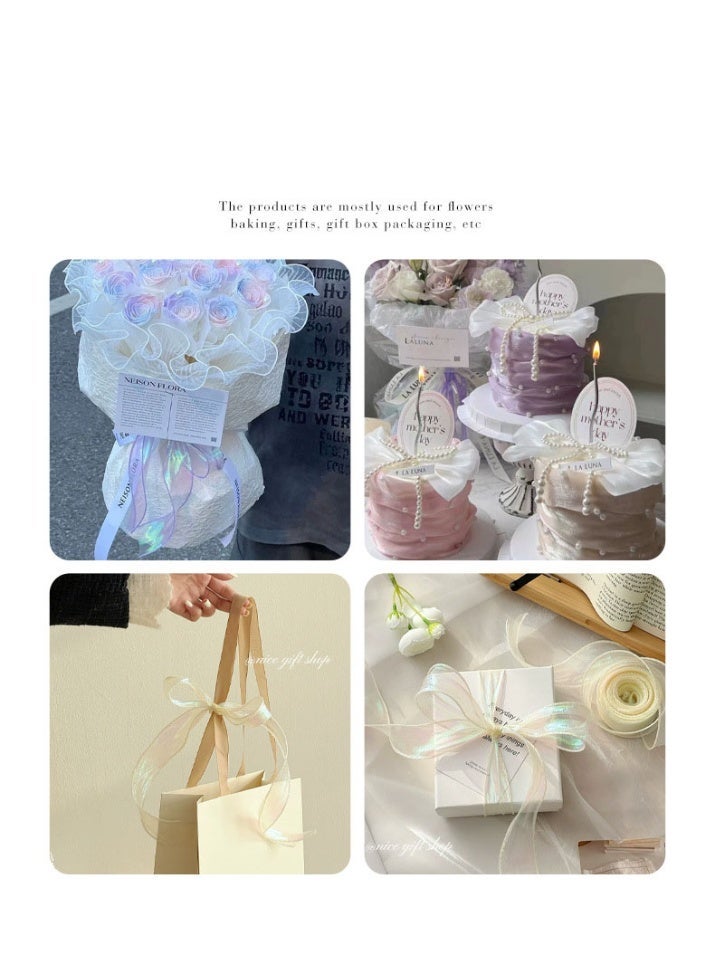 NIBEMINENT 8pcs, 1.57 inch x 10 yards (Total 80 yards) Fishtail Ribbon Flower Packaging Ribbon Bow Wavy Yarn Floral Yarn Ribbon, Ribbons for Bouquets, Craft Supplies, Fabric, Handmade Wedding Bouquets Material, Gift Packaging Materials, Cake Decor Ribbon, Wedding Decor, Party Decor, Gift Decor - Image 5