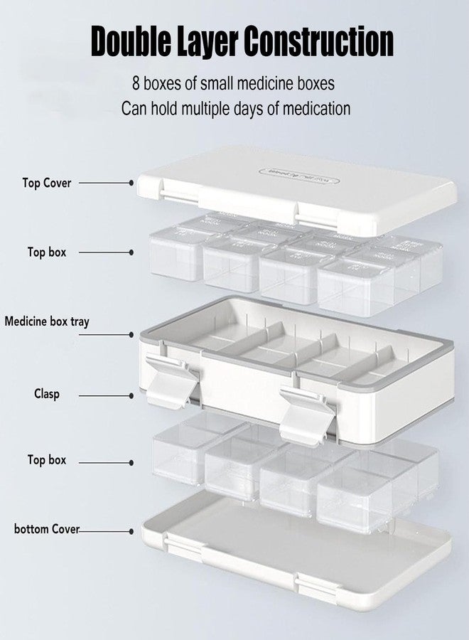 CHEOTIME Weekly Pill Organizer, Weekly Medicine Box Easy to Open Sealed PP 24 Cells Double Layer 7 Day Vitamins Organizer Daily Travel Pill Case for Vitamins Supplements (Blue - Image 5