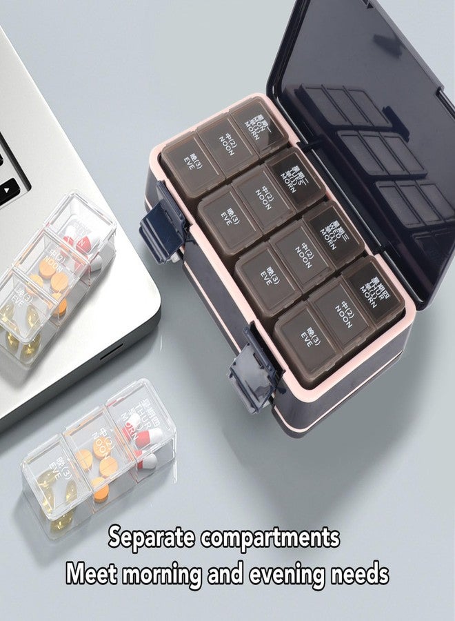 CHEOTIME Weekly Pill Organizer, Weekly Medicine Box Easy to Open Sealed PP 24 Cells Double Layer 7 Day Vitamins Organizer Daily Travel Pill Case for Vitamins Supplements (Blue - Image 3