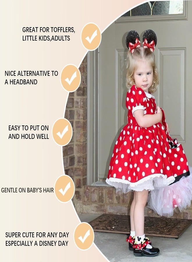 Ayesha Mouse Ears Hair Clips Mouse Ears for Toddler Girls Sequin Mouse Bows Barrettes Hair Accessories for Baby Girls Toddler Kids Costume Party 4PCS - Image 5