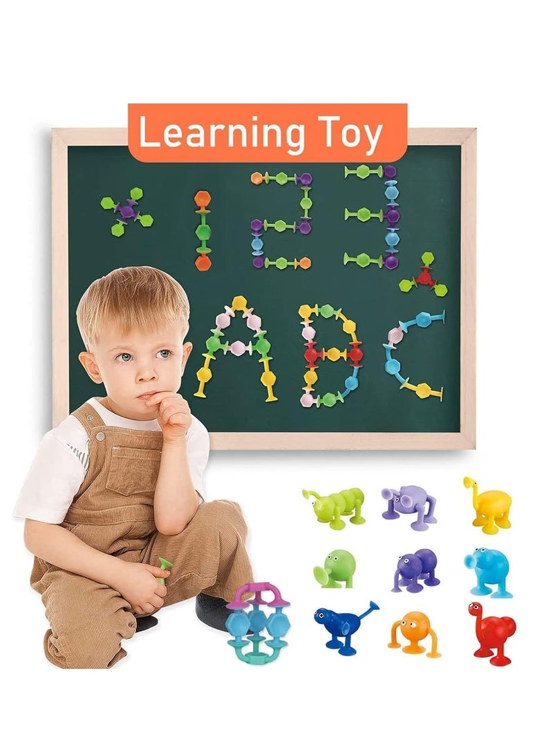 Bath Toys 27 PCS Suction Toys Sensory Toys for Kids Ages 4 to 8 Boys Girls Stress Release Toys Travel Toys Suction Cup Toys Silicone  - Image 2