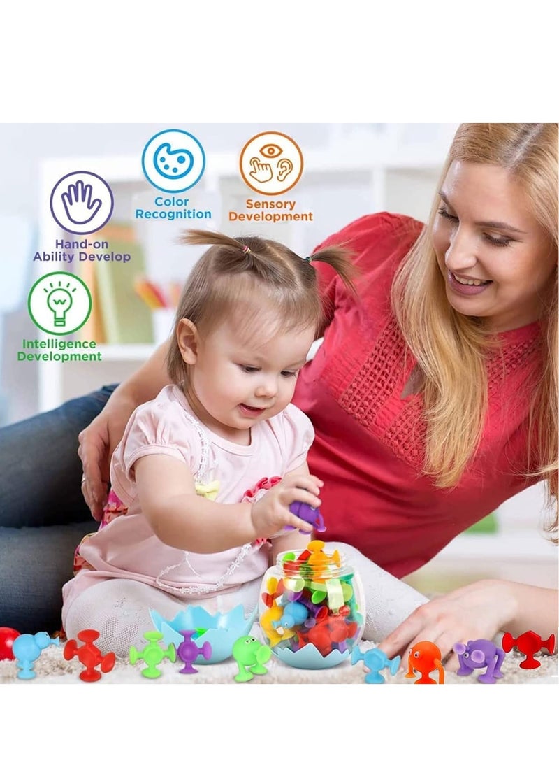 Bath Toys 27 PCS Suction Toys Sensory Toys for Kids Ages 4 to 8 Boys Girls Stress Release Toys Travel Toys Suction Cup Toys Silicone  - Image 4