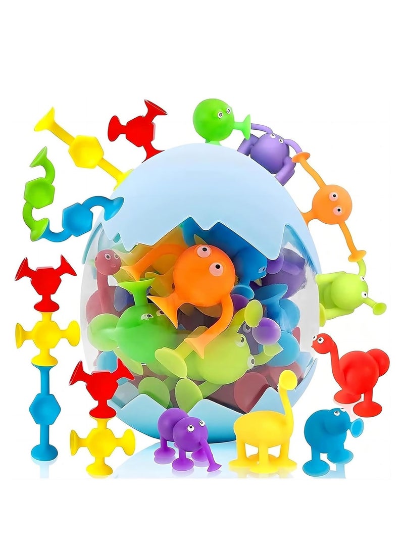 Bath Toys 27 PCS Suction Toys Sensory Toys for Kids Ages 4 to 8 Boys Girls Stress Release Toys Travel Toys Suction Cup Toys Silicone  - Image 1