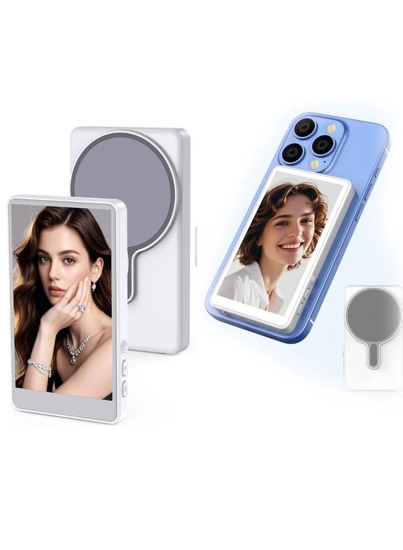 Magnetic Selfie Monitor Screen for iPhone & Android,1800mAh with Bluetooth Remote, 3-Level Brightness & Wide Screen Mode, Using Phone Rear Camera for Selfie Vlog No Delay Live Stream for TikTok - Image 1
