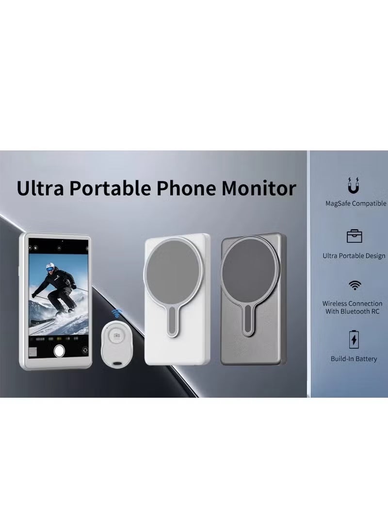 Magnetic Selfie Monitor Screen for iPhone & Android,1800mAh with Bluetooth Remote, 3-Level Brightness & Wide Screen Mode, Using Phone Rear Camera for Selfie Vlog No Delay Live Stream for TikTok - Image 3