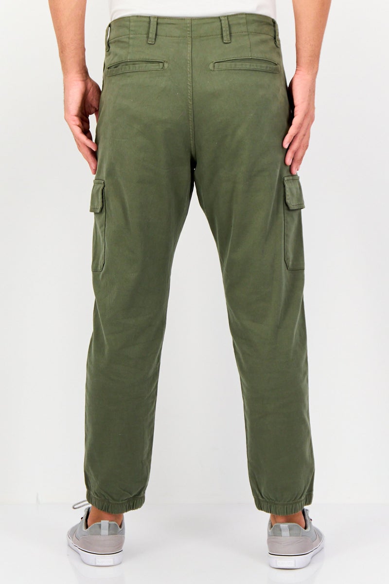 Celio Men Regular Fit Solid Cargo Pants, Olive - Image 3