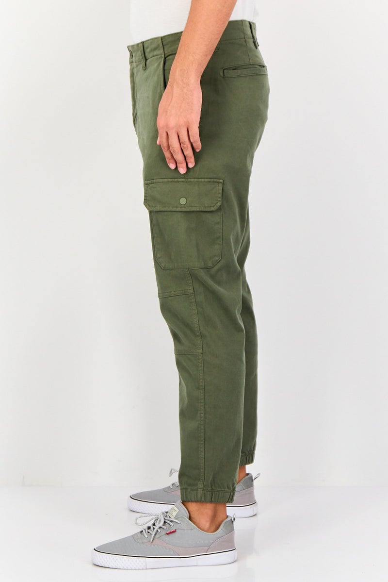 Celio Men Regular Fit Solid Cargo Pants, Olive - Image 2