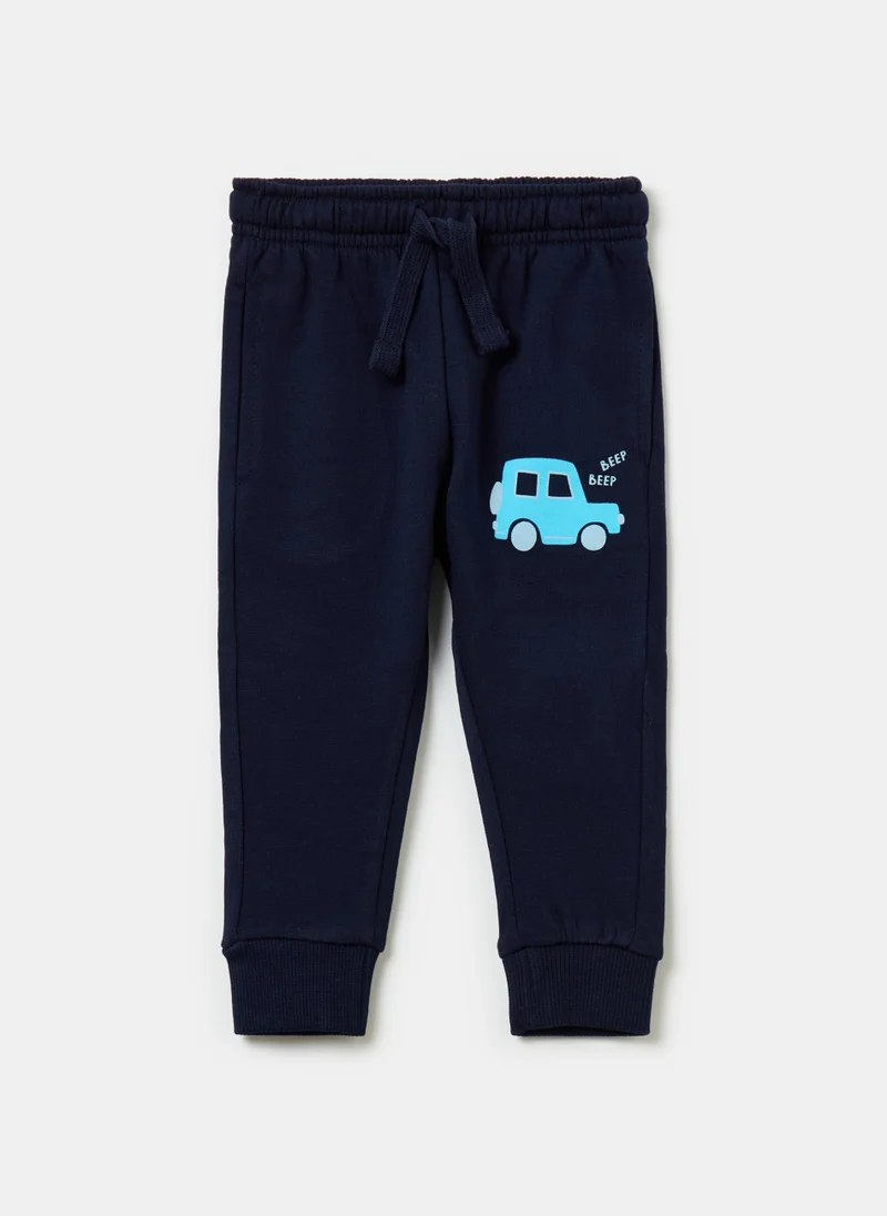 Ovs Fleece joggers with drawstring and print