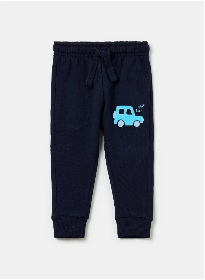 Ovs Fleece joggers with drawstring and print