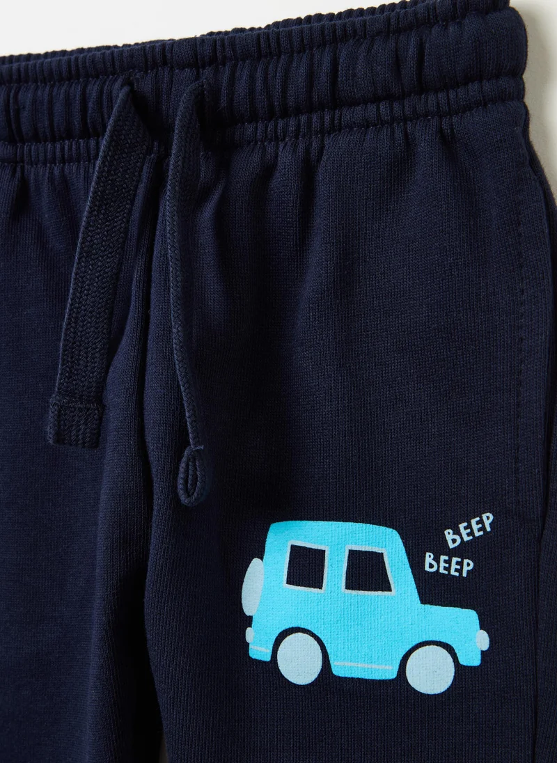 او في اس Fleece joggers with drawstring and print