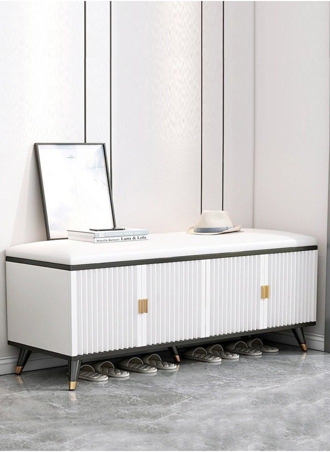 fashionhome الحديث الأنيق الشمال تصميم الأحذية المنظم حامل تغيير الأحذية البراز المنزلية وسادة مريحة مسند القدم خزانة خذاء رف 120x30x50 سم  - Image 1
