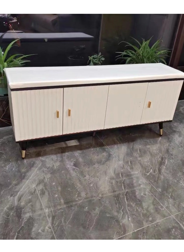 fashionhome الحديث الأنيق الشمال تصميم الأحذية المنظم حامل تغيير الأحذية البراز المنزلية وسادة مريحة مسند القدم خزانة خذاء رف 120x30x50 سم  - Image 2