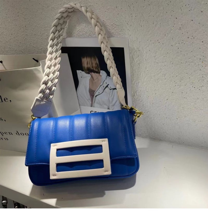 2023 New Arrival All-Match Fashionable Chaohai Salt Blue Underarm Bag Handmade Woven Shoulder Bag Women'S Niche Light Luxury Crossbody Bag - Image 1