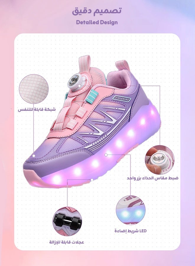 Kids 4-Wheel Roller Skates Shoes with LED Lights | Rechargeable & Comfortable Sneakers | Safe Balanced Skating for Boys & Girls Beginners - Image 5