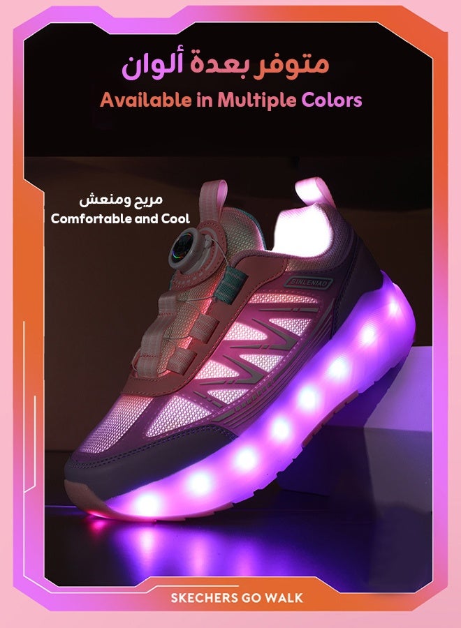 Kids 4-Wheel Roller Skates Shoes with LED Lights | Rechargeable & Comfortable Sneakers | Safe Balanced Skating for Boys & Girls Beginners - Image 3