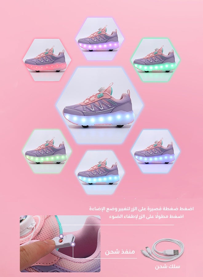 Kids 4-Wheel Roller Skates Shoes with LED Lights | Rechargeable & Comfortable Sneakers | Safe Balanced Skating for Boys & Girls Beginners - Image 4