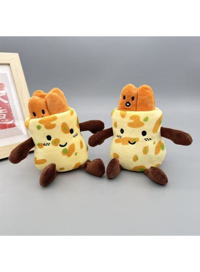 Roujiamo Plush Doll Doll Doll Bag Pendant Creative Bun Bun Xi'an Special Food Souvenir Small Hanging Ornaments-Specifications:Pancake Fruit-Color:About 12cm  - Image 1