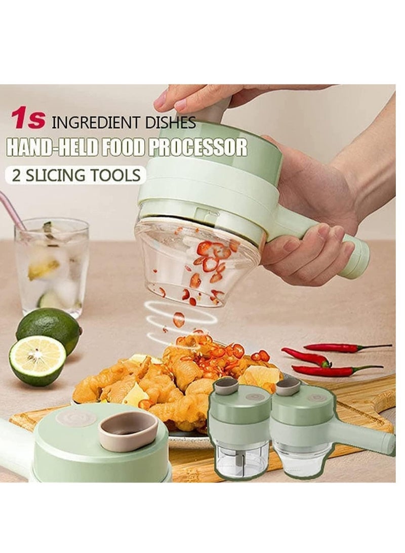 ELTRAZONE 4 in 1 Portable Electric Vegetable Cutter Set,Gatling Vegetable Chopper Mini Wireless Food Processor,Garlic Chili Onion Celery Ginger Meat Garlic Chopper with Brush - Image 3