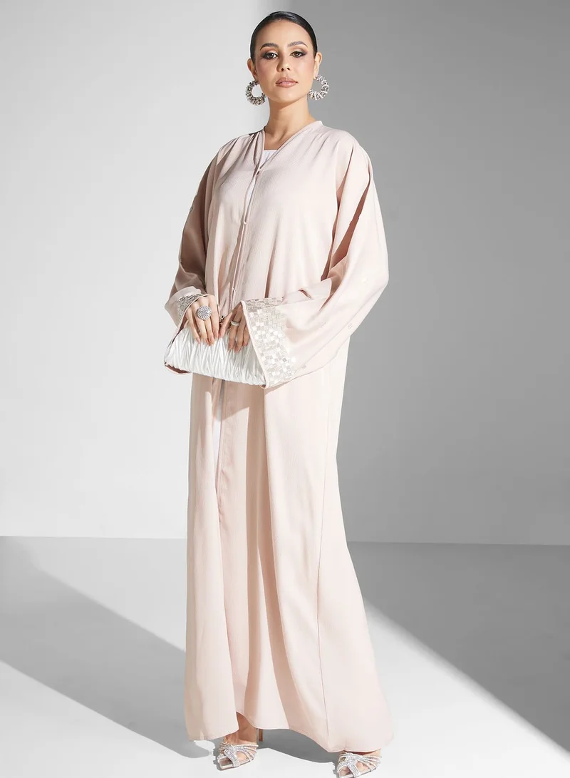 hayas closet Embellished Button Detail Abaya