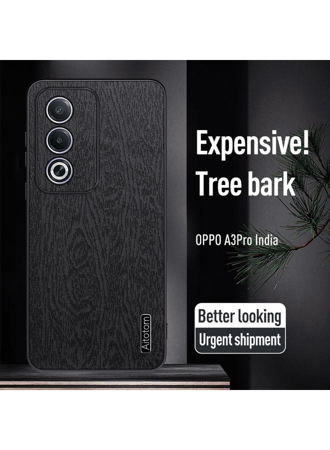 اس-توب جراب هاتف OPPO A3 Pro مصنوع من جلد لحاء الشجر الهندي المقاوم للصدمات - Image 2