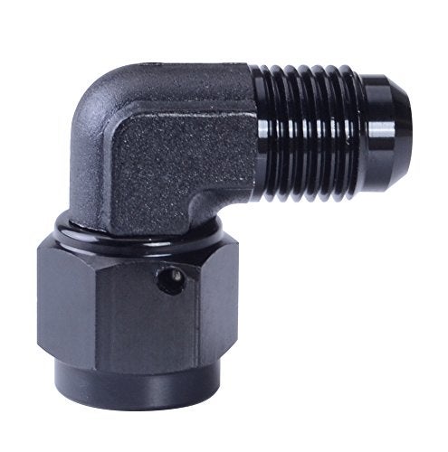 SYKRSS Female to 6AN Male Flare 90 Degree Swivel Hose Fitting Adapter Aluminium Anodized Black - Image 1
