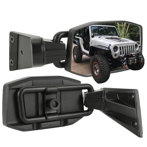 SUNPIE Mirrors Doors off Side Mirror Compatible with Jeep Wrangler JK JKU 2007-2018 2 Doors and 4 Doors, Shockproof Adjustable Wrangler JK Side Mirrors No Vibrate & Wobble, No Fit Doors on - Image 1